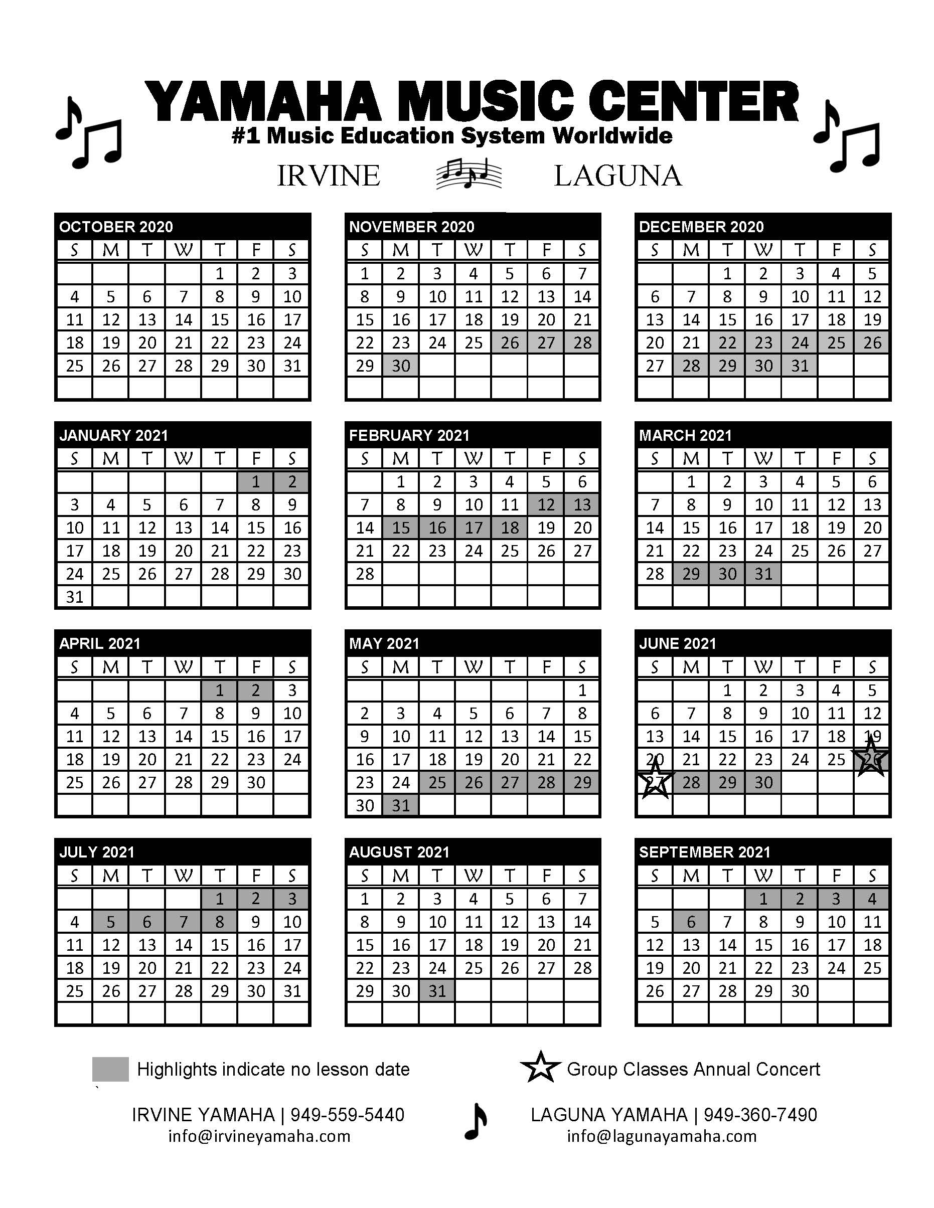 Irvine & Laguna Calendar